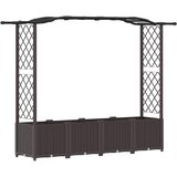 vidaXL Dvignjeno ležišče s trellisom in streho Rjava 204 x 40 x 141 cm, (5000287909) | Shoptok.si