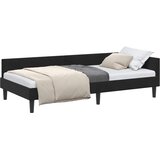  Kutni okvir kreveta s uzglavljem Crna 90 cm x 190 cm Baršun | shoptok.hr