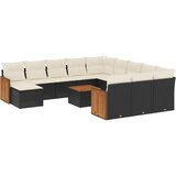  13-dijelni set vrtnih sofa s jastucima poliratan crni | shoptok.hr