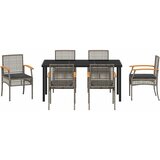  Vrtni set za objed s jastukom 7 pcs Siva i crna Ratan | shoptok.hr