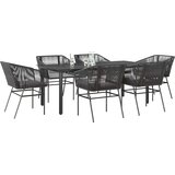  7-dijelni vrtni blagovaonski set s jastucima, crno | Eponuda.com