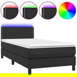  Box spring postelja z vzmetnico LED črna 80x200 cm umetno usnje, (20724741) | Shoptok.si