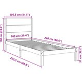  Dugi okvir kreveta bez madraca 100 x 220 cm masivno drvo | shoptok.hr