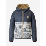  Brown-Blue Women's Reversible Winter Jacket with Hood Posy - Women Cene