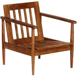  2-dijelni set sofa od prave kože i masivnog drva bagrema smeđi | shoptok.hr
