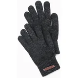 Ombre Men's knitted gloves with wool - black melange