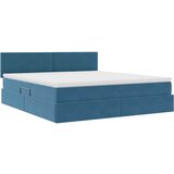  Krevet S LED lampica s pohranom Tamno plava 160 x 200 cm Baršun | shoptok.hr