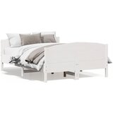 vidaXL Posteljni okvir z vzglavjem bel 150x200 cm trdna borovina Cene