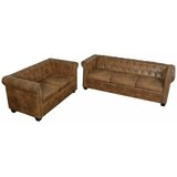 vidaXL chesterfield Kavč Dvosed in Trosed Komplet Rjave Barve cene