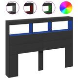 vidaXL Ormarić za uzglavlje s LED svjetlima crni 140 x 17 x 102 cm | shoptok.hr