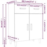  Komoda bijela 69,5x34x89 cm od konstruiranog drva | shoptok.hr