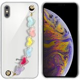 Cadorabo Ohišje, združljiv z Appleom v prozornih s pisanimi srci - zaščitni pokrov iz fleksibilnega silikona TPU z zapestno verigo, (20591909) | Shoptok.si
