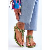 Kesi Women's sandals flip-flops with rhinestones Green Lenisa cene