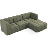 Makamii Zelena kotna sedežna garnitura iz tkanine bouclé (desni kot/z ležalnikom) Aloha – | Shoptok.si