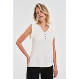 Marisse White Blouse With Ruffles On The Shoulders | shoptok.hr