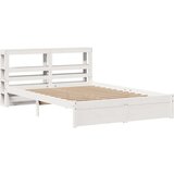 vidaXL Posteljni okvir z vzglavjem brez vzmetnice bel 140x190 cm | Shoptok.si