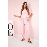 Kesi Włoski Viscose blouse + pants set powder pink | Shoptok.si
