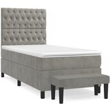 Maison Chic Box spring postelja - Vzmetna postelja z vzmetnico svetlo siva 90x200 cm žamet SL14359, (21905090) | Shoptok.si