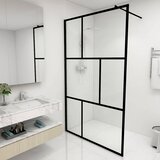 Pregrada za tuširanje od kaljenog stakla crna 115 x 195 cm | shoptok.hr