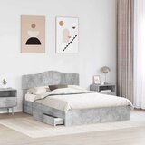  Postelja s shranjevanjem z vzglavjem Betonsko siva 150 x 200 cm, (5000106081) | Shoptok.si
