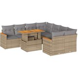 vidaXL 9-dijelni set vrtnih sofa s jastucima bež od poliratana bagrem | shoptok.hr