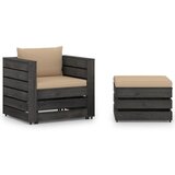  2-dijelna vrtna garnitura s jastucima sivo impregnirano drvo | shoptok.hr
