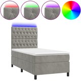  box spring s madracem LED svjetlosivi 80x200 cm baršun | shoptok.hr