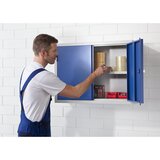 eurokraft basic Delavniška viseča omarica, VxŠxG 600 x 350 x 320 mm, vrata z okenci, svetlo siva RAL 7035 | Shoptok.si