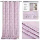  Curtain SILVERLEAVES color powder pink printed style glamor silver eyelets velvet 140x245 AmeliaHome | shoptok.hr