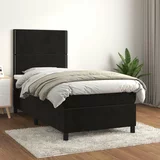 Box spring postelja z vzmetnico črna 80x200 cm žamet, (20894296)