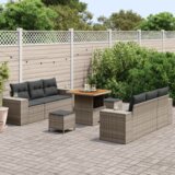  Set od 9 dijelova vrtnih sofa s jastučićima siva poli ratan akacija | shoptok.hr