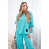 Kesi Włoski Włoski Cotton set blouse + trousers mint Cijene