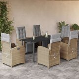  7-dijelni vrtni blagovaonski set od poliratana s jastucima bež | shoptok.hr