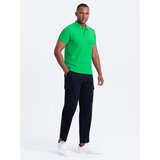 Ombre Men's BASIC single color pique knit polo shirt - neon green Cijene