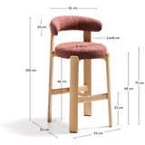 Kave Home Barski stol iz masivnega jesena v barvi terakote/v svetli naravni barvi (višina sedeža 75 cm) Granite – | Shoptok.si