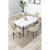 Hanah home trpezarijski set Lia, sto na razvlačenje i 4 stolice, bela ploča, noge boje oraha, krem tkanina Babyface | Eponuda.com