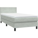 vidaXL Box Spring postelja z vzmetnico Svetlo siva 90x210 cm Velvet | Shoptok.si