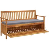  Vrtna klupa za pohranu s jastukom 148 cm masivno bagremovo drvo | shoptok.hr