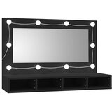 Ormarić s ogledalom i LED svjetlima crni 90 x 31,5 x 62 cm | shoptok.hr