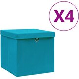  Kutije za pohranu s poklopcima 4 kom 28x28x28 cm svjetloplave | Eponuda.com