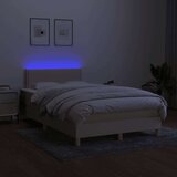  Box spring postelja z vzmetnico LED krem 120x200 cm blago, (20724149) | Shoptok.si