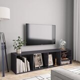 vidaXL Knjižna / TV omara visok sijaj siva 143x30x36 cm | Shoptok.si