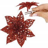  Božićni ukras “Božićna zvijezda” - 11 × 11 cm, crvena sa šljokicama | shoptok.hr