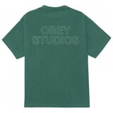 Obey Majice s kratkimi rokavi studios outline Zelena Cene