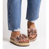 Gemre Beige flip-flops decorated with flowers Mehret | Shoptok.si