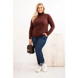 Kesi Włoski Plus Size women's sweater in a classic cut brown | shoptok.hr