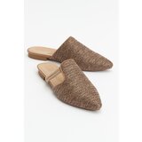 LuviShoes PESA Brown Women's Slippers with Straw Stones cene