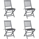 Maison Chic Zložljivi Vrtni Stoli - Stol za vrti 4 kosi z blazinami trden akacijev les JS2946, (21876030) | Shoptok.si