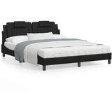 vidaXL Posteljni okvir z vzglavjem črn 160x200 cm umetno usnje | Shoptok.si