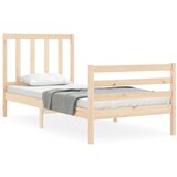 The Living Store Posteljni okvir z vzglavjem 90x200 cm trden les - Posteljni Okvir, (21525698) | Shoptok.si